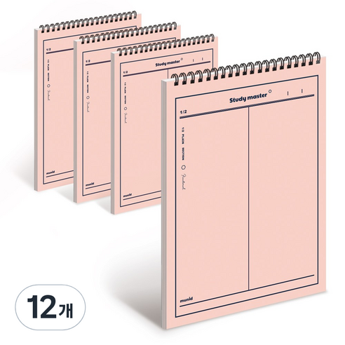 뮤니드 IS SPRING 세로 상철 2분할 노트, 오렌지, 12개