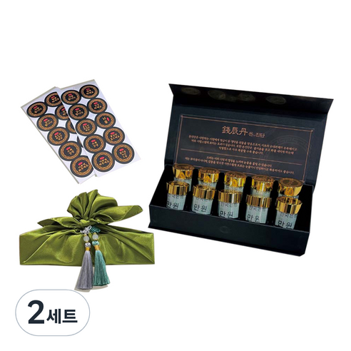 러블리팜 돈진단 한약 용돈박스 10구 + 보자기 + 태슬장식 2p + 설명서 + 원형스티커 풀세트, 녹색(보자기), 랜덤발송(태슬장식), 2세트