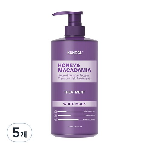 쿤달 허니 앤 마카다미아 단백질 트리트먼트, 718ml, 5개