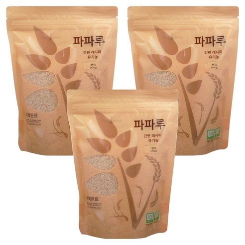 파파루 간편레시피 유기농 쌀가루 현미 중간입자 이유식 중기, 400g, 3개