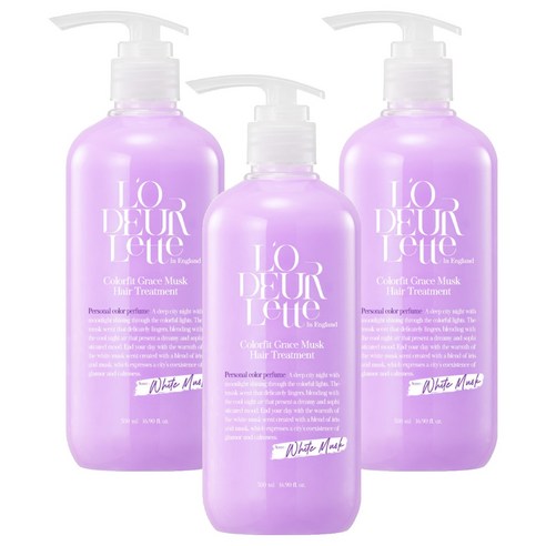로더렛 인 잉글랜드 컬러핏 그레이스 머스크 헤어 트리트먼트, 3개, 500ml