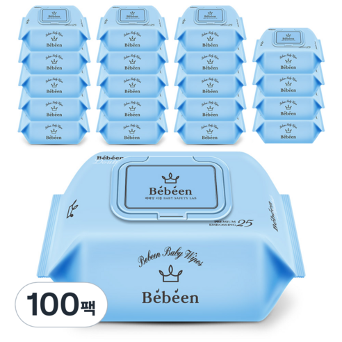 베베앙 더블 아기 물티슈 휴대캡형 65gsm, 25개입, 100개