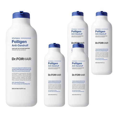 닥터포헤어 두피각질케어 폴리젠 비듬 개선 샴푸, 500ml, 5개