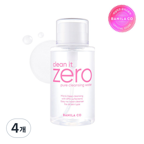 바닐라코 클린잇제로 퓨어 클렌징워터 내수, 310ml, 4개