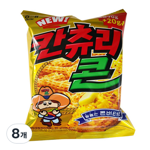 해태제과 칸츄리콘 콘버터맛, 90g, 8개
