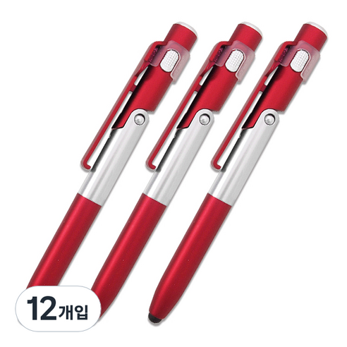 마이플러스 4 멀티 볼펜 0.38 mm, 레드, 12개입