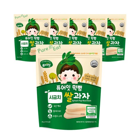 퓨어잇 떡뻥 쌀과자 30g, 시금치, 6개