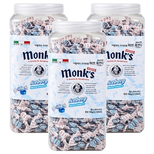몽스 아이스버그 프리미엄 허브 목캔디, 700g, 3개