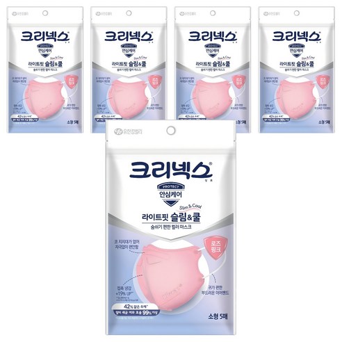 크리넥스 라이트핏 슬림앤쿨 마스크 소형, 5개입, 5개, 핑크