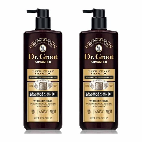 닥터그루트 탈모증상 집중케어 맥주효모 지성 두피용 기능성샴푸, 688ml, 2개