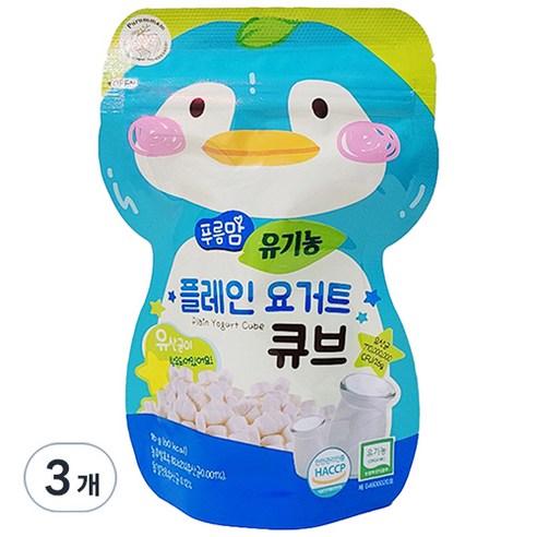 오가닉스토리 푸름맘 유기농 요거트 큐브 16g, 플레인 요거트맛, 3개