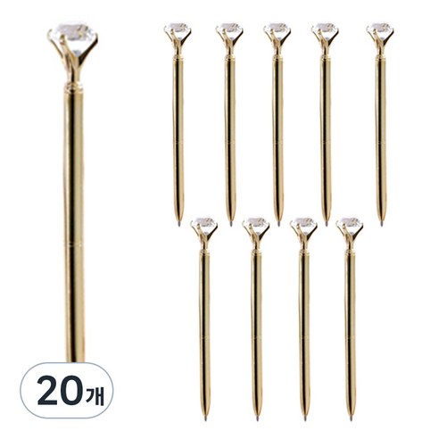 다매다매 보석 볼펜 1.0mm, 골드, 20개