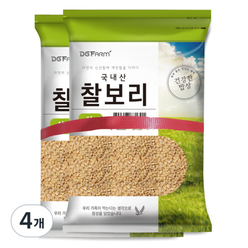 건강한밥상 국산 찰보리쌀, 4kg, 4개