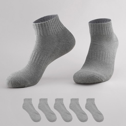 삭피엔스 데오프레시 쿠션 스포츠 단목 밴드 양말 5켤레, 그레이, 1세트