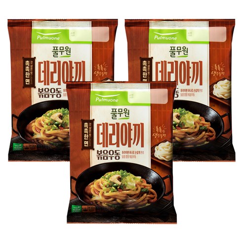 풀무원 데리야끼 볶음 우동 1인분, 193g, 3개