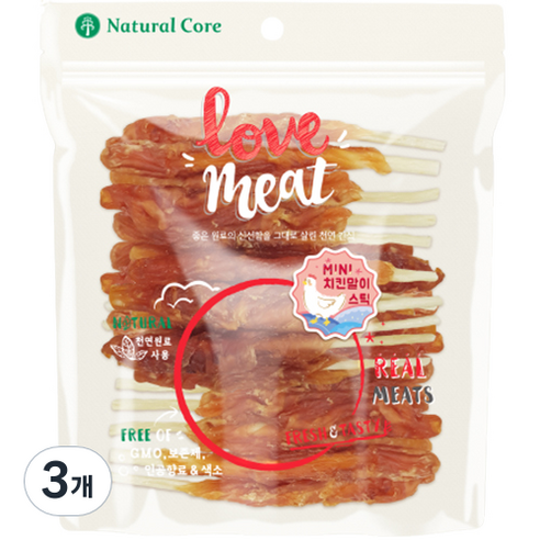 네츄럴코어 강아지 러브미트 미니 치킨말이 스틱 육포, 닭고기, 160g, 3개