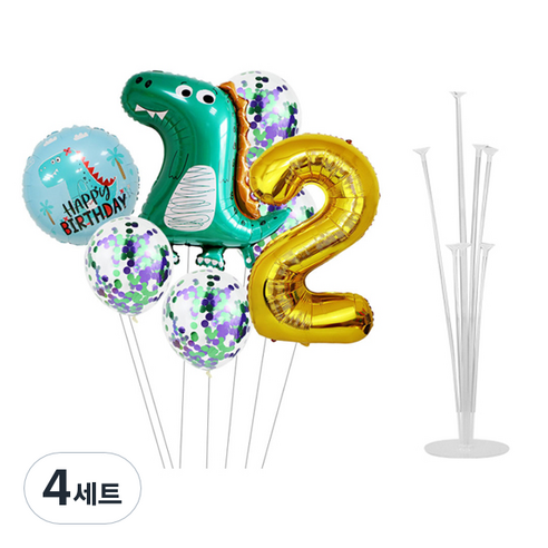 마켓감성 공룡 테마 숫자 풍선세트, 타입3, 4세트