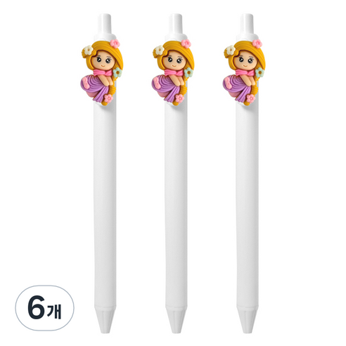 큐티파츠 젤펜 프린세스 0.5mm, 퍼플, 6개