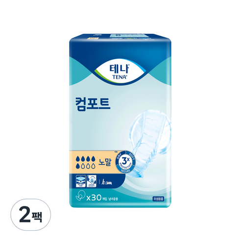 테나 컴포트 노말 성인기저귀 남녀공용, 30매입, 2개