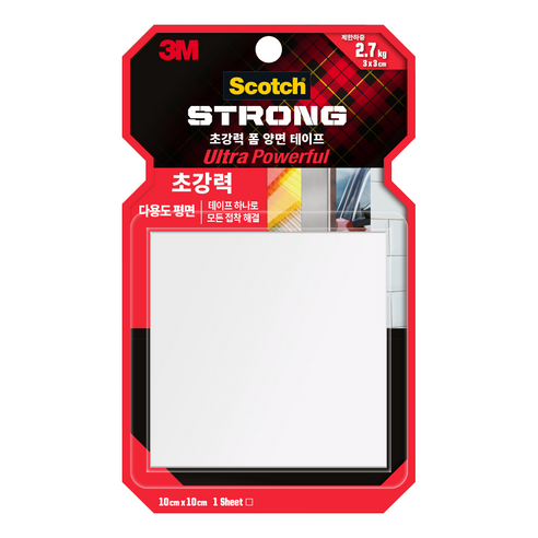 3M 스카치 초강력 폼 양면테이프 시트형 10cm x 10cm, 본상품선택, 1, 1개