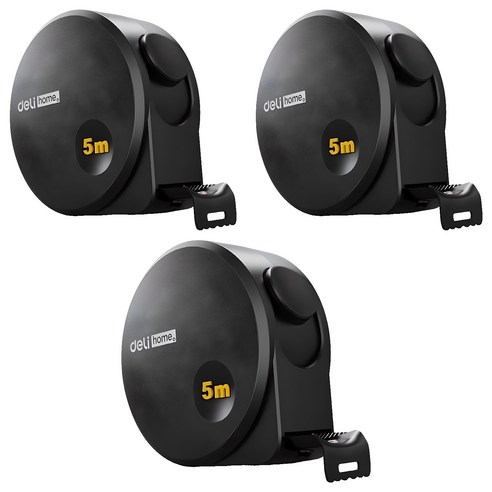 델리 고정밀 탄소강 미끄럼방지 줄자 19mm, 5m, 3개