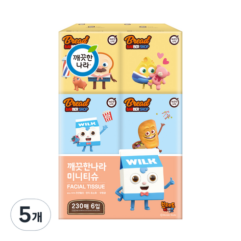 깨끗한나라 브레드 이발소 미니티슈, 6개입, 5개
