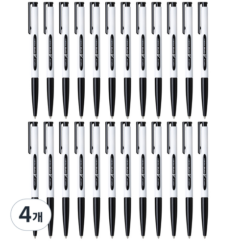라인플러스 에이원 볼펜 0.5mm 12p, 흑색 0.7, 4개