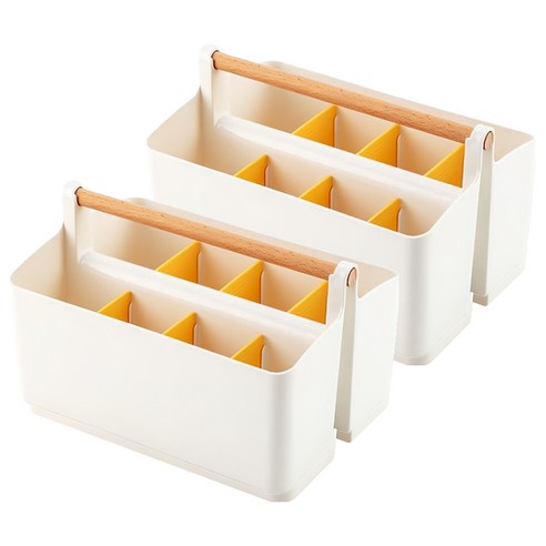 윰스 대용량 마카펜 연필꽂이 8칸 다용도 데스크 정리함, 옐로우, 2개