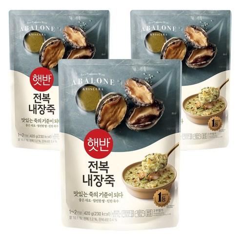 햇반 전복 내장죽, 3개, 420g