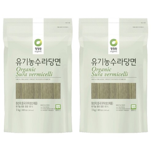 청정원 유기농 수라 당면, 1kg, 2개