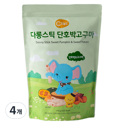 오늘도 다롱스틱 단호박고구마 유아쌀과자, 혼합맛(단호박/고구마), 110g, 4개