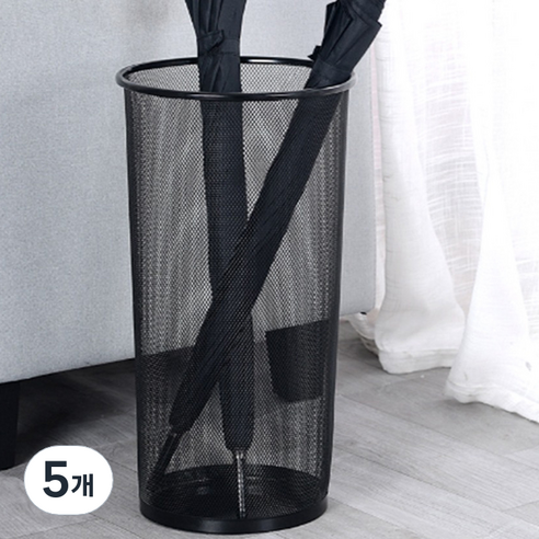 철제 스탠드 우산꽂이, 5개, 블랙