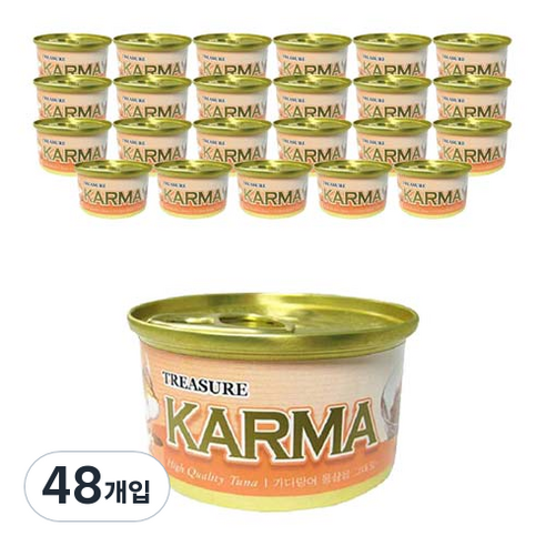 카르마 고양이 원형 캔 가다랑어 + 치킨, 80g, 48개
