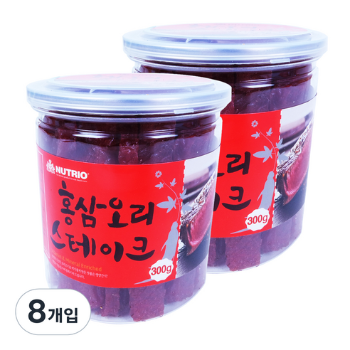 뉴트리오 스테이크 반려견 간식, 홍삼 + 오리 혼합맛, 8개입