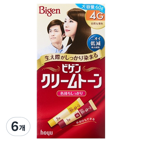 비겐 크림톤 염모제, 4G 자연 밤색, 6개