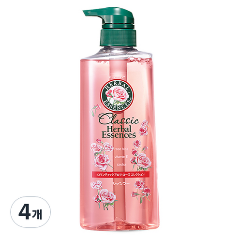 허벌에센스 무실리콘 샴푸 핑크로즈, 490ml, 4개