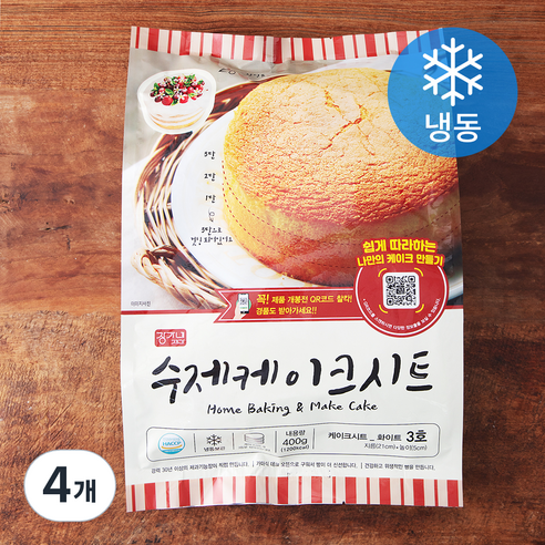 장가네제과 수제 화이트 케이크시트 3호 (냉동), 400g, 4개