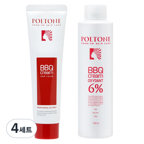 폴톤 BBQ 크림 150ml + 옥시던트 6% 산화제 150ml 세트, 3N 다크브라운, 4세트