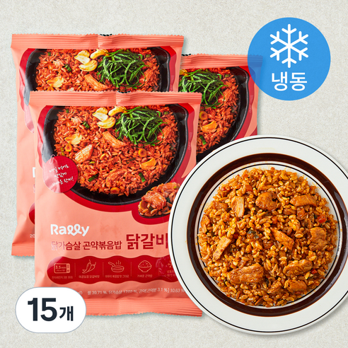 Rally 닭가슴살 곤약볶음밥 닭갈비맛 (냉동), 200g, 15개