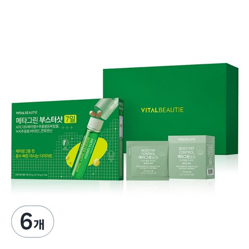 바이탈뷰티 메타그린 부스터샷 27.19g + 슬림 세트, 7회분, 6개