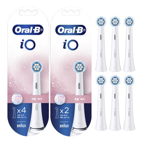 오랄비 iO 전동칫솔 리필모, 젠틀케어, 화이트, 6개