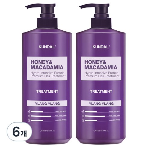쿤달 허니 앤 마카다미아 헤어 트리트먼트 일랑일랑향, 1058ml, 6개
