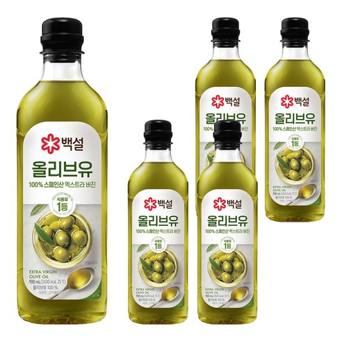 백설 압착올리브유, 900ml, 5개