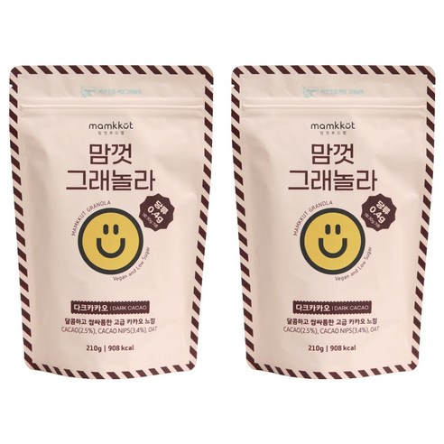 맘껏푸드랩 비건 저당 다크카카오 그래놀라, 2개, 210g