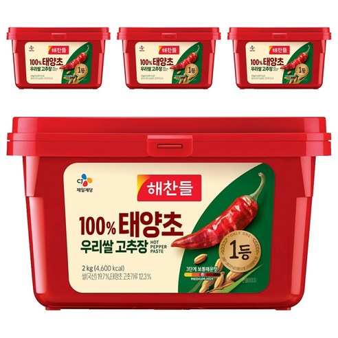100% 태양초 우리쌀 고추장, 2kg, 4개