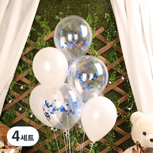 펄 혼합 메탈릭 컨페티 풍선세트, 블루, 4세트
