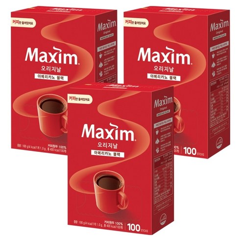 맥심 오리지날 아메리카노 블랙, 1g, 3개, 100개입
