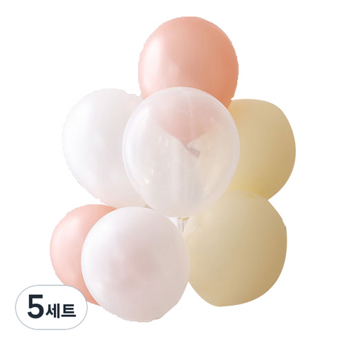 아티파티 로맨틱플로라 벌룬 세트, 투명, 로즈골드, 파스텔옐로우, 펄화이트, 5세트