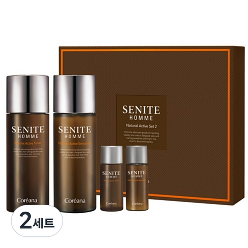 코리아나 쎄니떼 옴므내추럴액티브 2종 세트 토너 150ml + 에멀젼 150ml + 2p, 2세트