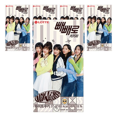롯데웰푸드 화이트쿠키 빼빼로, 37g, 5개